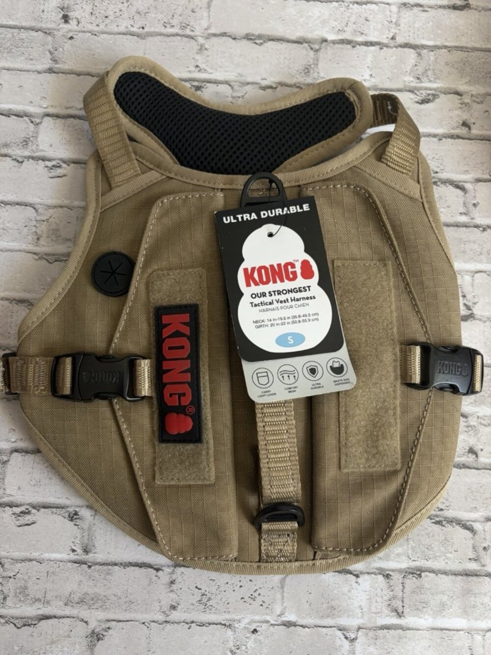 Kong Ultra Durable Tan Tactical Dog Vest Harness Size Small NWT
